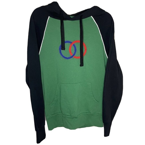 Les Premiers Other - Les Premiers Anneux Sports D’ Èpoque Hoody Depoq Eden Green Black Men Sweatshirt